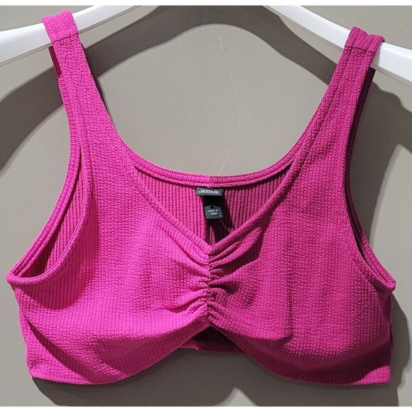 Wild Fable Women's Large Scrunch Front Textured 2 Pink Tones Tiny Tank Crop Top - Picture 2 of 8